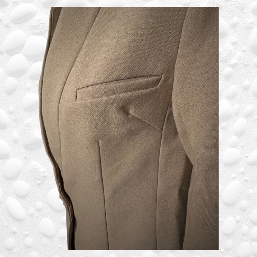 H & M Unusual Design Ladies Fitted Long Jacket - Beige - Size 6 Like New - Picture 7 of 9